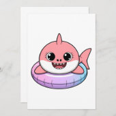 Süßer Haibaby mit Schwimmhilfe | Kinder Einladung (Vorne/Hinten)