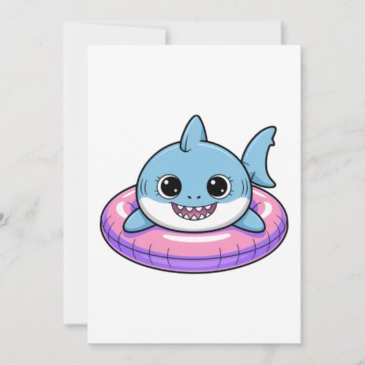 Süßer Haibaby mit Schwimmhilfe | Kinder Einladung (Vorderseite)