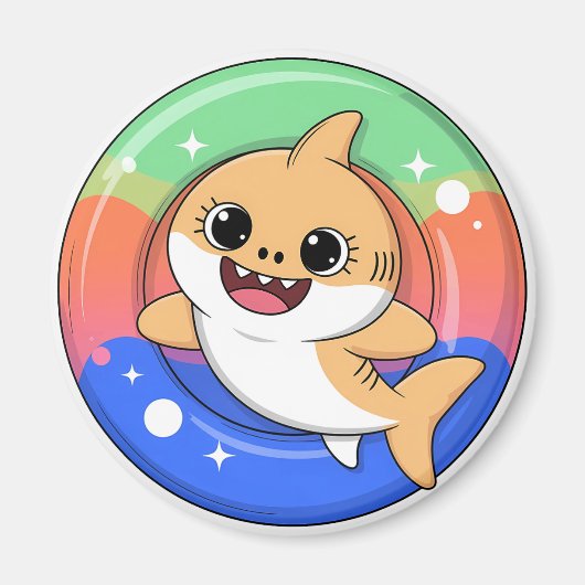 Süßer Haibaby mit Schwimmhilfe | Kinder Magnet (Vorne)