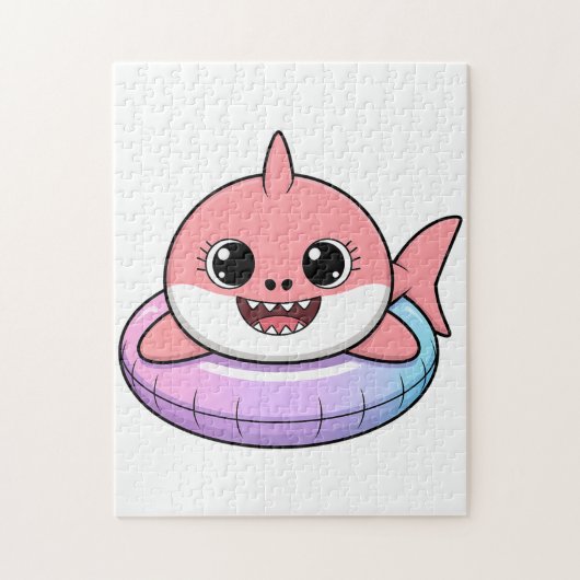 Süßer Haibaby mit Schwimmhilfe | Kinder Puzzle (Vertikal)
