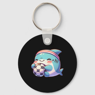 Süßer Haifußballspieler Kawaii Fußball Athlet  Schlüsselanhänger