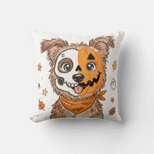 Süßer halb Skelett halb Kürbis Hund Halloween Farb Kissen