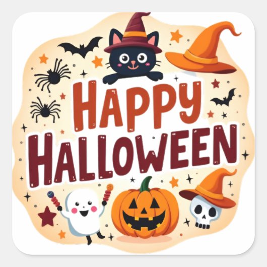 Süßer Halloween-Aufkleber Quadratischer Aufkleber (Vorderseite)