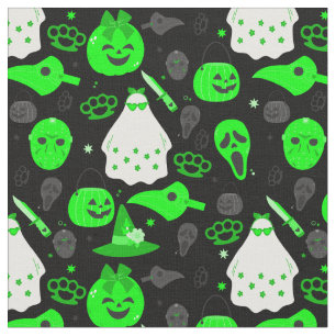 süßer Halloween-Blumen-Geist Säuregrün Stoff