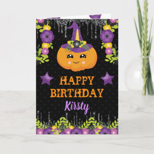 Süßer Halloween-Blumenkürbis Alles Gute zum Geburt Karte