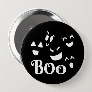 Süßer Halloween BOO Schwarz-Weiß-Geist Button