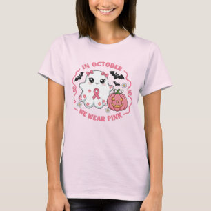 Süßer Halloween Brustkrebs-Bewusstseins-Geist T-Shirt