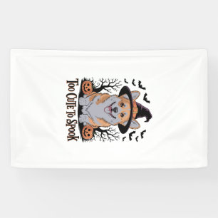 Süßer Halloween-Corgi mit Hexenhut Banner