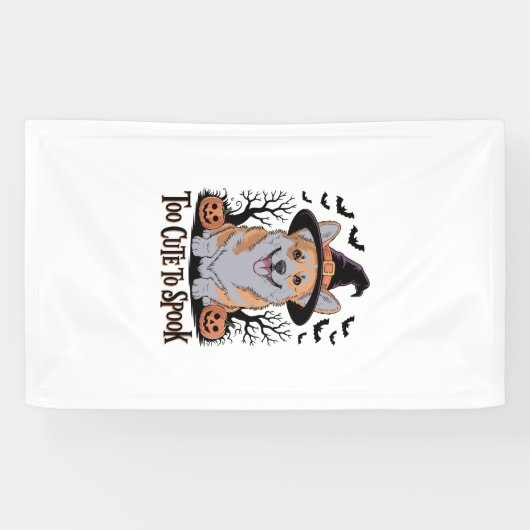 Süßer Halloween-Corgi mit Hexenhut Banner (Horizontal)