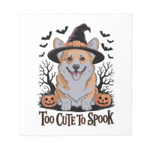 Süßer Halloween-Corgi mit Hexenhut Notizblock