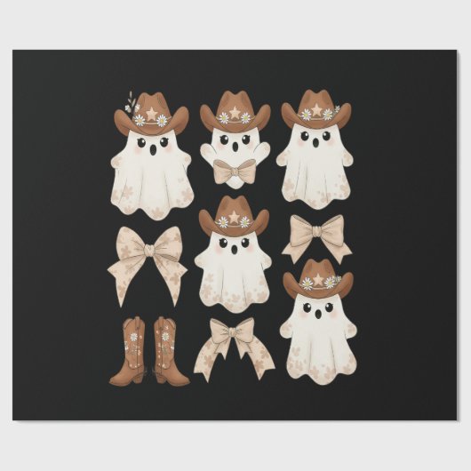 Süßer Halloween-Cowboy-Geist Geschenkpapier (Flach)