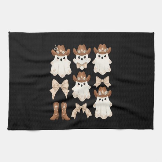 Süßer Halloween-Cowboy-Geist Geschirrtuch (Horizontal)