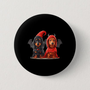 Süßer Halloween-Dachshund-Hunde-Teufelskostüm Schw Button