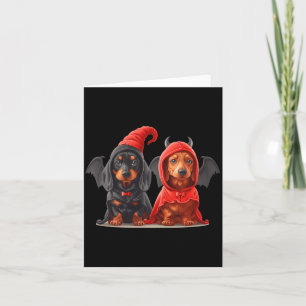 Süßer Halloween-Dachshund-Hunde-Teufelskostüm Schw Karte