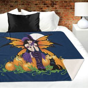 Süßer Halloween-Feenzauber-Kürbisgarten schwarze K Sherpadecke