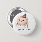 Süßer Halloween-Fluffspinne mit Hexenhut Farbe Button (Vorne & Hinten)