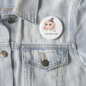 Süßer Halloween-Fluffspinne mit Hexenhut Farbe Button (Beispiel)