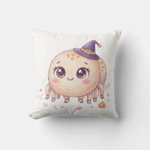 Süßer Halloween-Fluffspinne mit Hexenhut Farbe Kissen