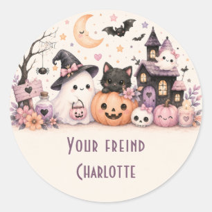 Süßer Halloween-Freundesname-Rundsticker Runder Aufkleber