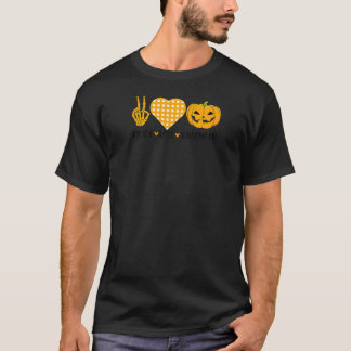 Süßer Halloween-Frieden Liebe und Gnom Herbst Mädc T-Shirt