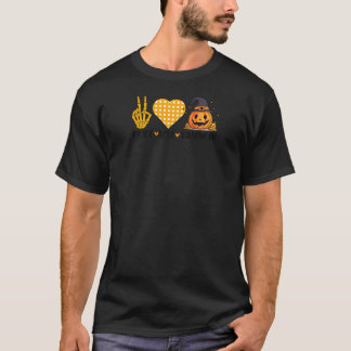 Süßer Halloween-Frieden Liebe und Gnom Herbst Mädc T-Shirt