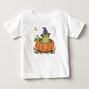 Süßer Halloween-Frosch im Kürbis – Whimsical Hexe  Baby T-shirt