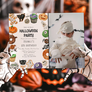 Süßer Halloween-Geburtstagsfoto-Gruß zum Geburtsta Einladung