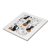 Süßer Halloween-Geist Boo-Katze Fliese (Seite)