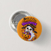 Süßer Halloween-Geist Candy-Kürbis Button (Vorne & Hinten)