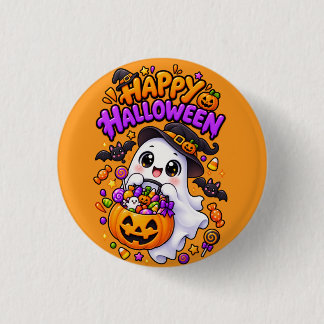 Süßer Halloween-Geist Candy-Kürbis Button