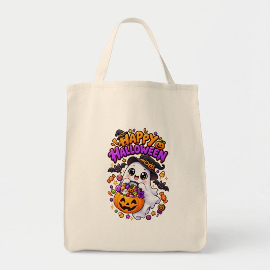 Süßer Halloween-Geist Candy-Kürbis Tragetasche (Vorne)