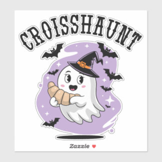 Süßer Halloween-Geist-Croissant-Spuk Aufkleber
