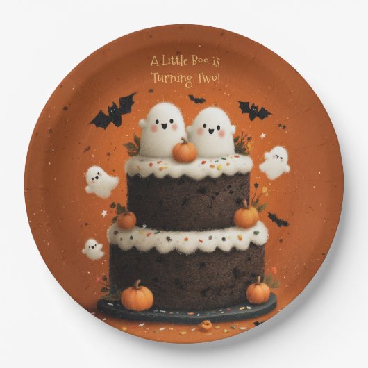 Süßer Halloween-Geist Ein kleines Buh Pappteller (Vorderseite)