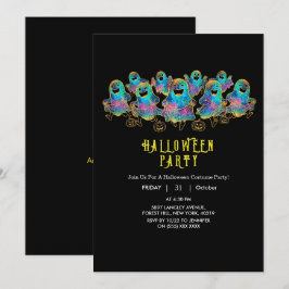 Süßer Halloween-Geist Faux Glitter Einladung