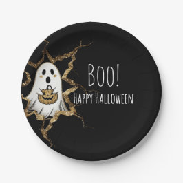 Süßer Halloween-Geist Faux-Glitter Pappteller
