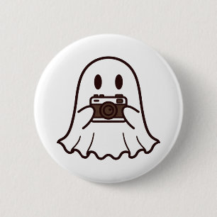 Süßer Halloween-Geist Fotograf Button