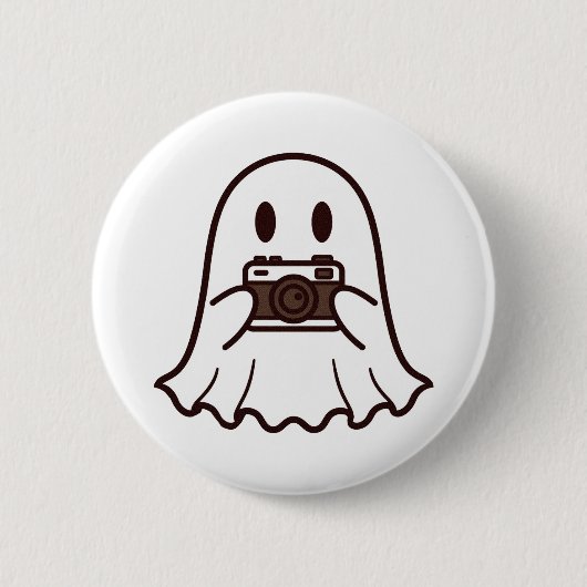 Süßer Halloween-Geist Fotograf Button (Vorderseite)