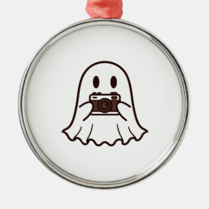 Süßer Halloween-Geist Fotograf Ornament Aus Metall
