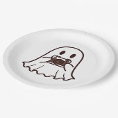 Süßer Halloween-Geist Fotograf Pappteller (Schrägansicht)
