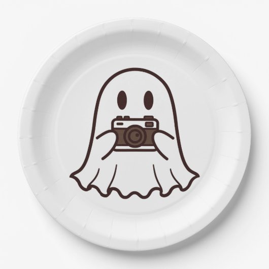 Süßer Halloween-Geist Fotograf Pappteller (Vorderseite)