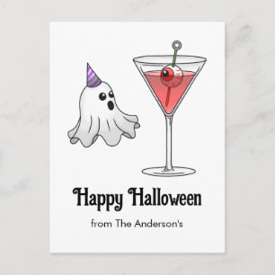 Süßer Halloween-Geist & Grusel-Cocktail Feiertagspostkarte