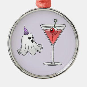 Süßer Halloween-Geist & Grusel-Cocktail Ornament Aus Metall