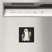 Süßer Halloween-Geist hält schwarze Katze Fall Kaf Magnet (In Situ (Geschirrspüler))