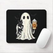 Süßer Halloween-Geist hält schwarze Katze Fall Kaf Mousepad (Mit Mouse)