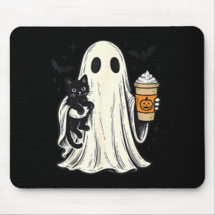 Süßer Halloween-Geist hält schwarze Katze Fall Kaf Mousepad