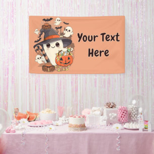 Süßer Halloween-Geist im Kawaii-Stil Banner
