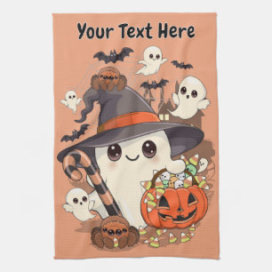 Süßer Halloween-Geist im Kawaii-Stil Geschirrtuch