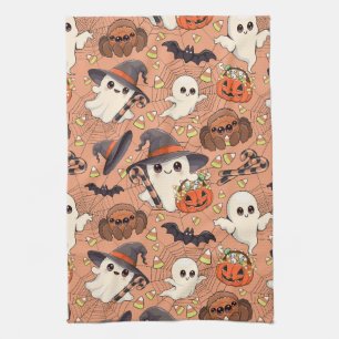 Süßer Halloween-Geist im Kawaii-Stil Geschirrtuch