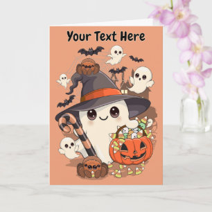 Süßer Halloween-Geist im Kawaii-Stil Karte