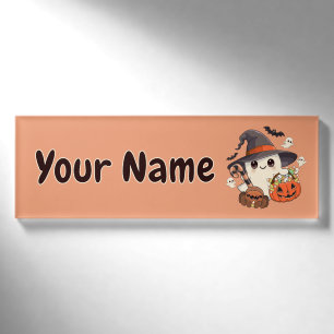 Süßer Halloween-Geist im Kawaii-Stil Namenschild